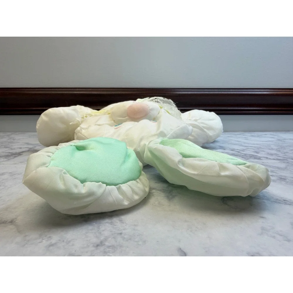 Vintage Fisher Price Puffalump Bunny Rabbit Plush 1988 White Pastel Green 1359